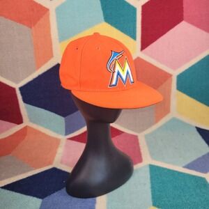 New Era Miami Marlins MLB Authentic On-Field 59FIFTY Fitted‎ Hat Orange 7 1/8